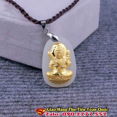 Phật Bản Mệnh Tuổi Bính Dần 1986 Đá Cẩm Thạch Mạ Vàng