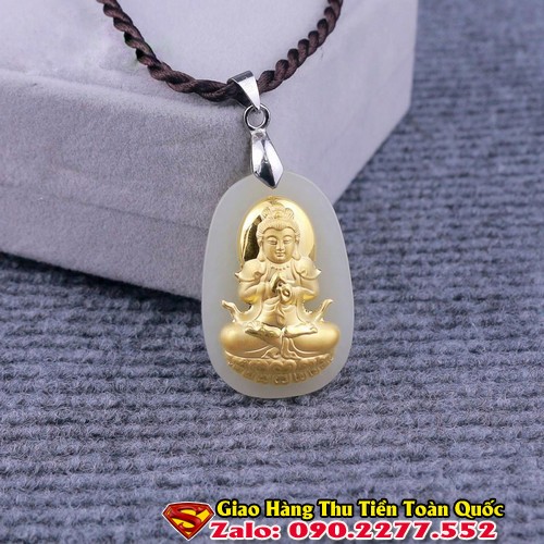 Phật Bản Mệnh Tuổi Đinh Mùi 1967 Đá Cẩm Thạch Mạ Vàng
